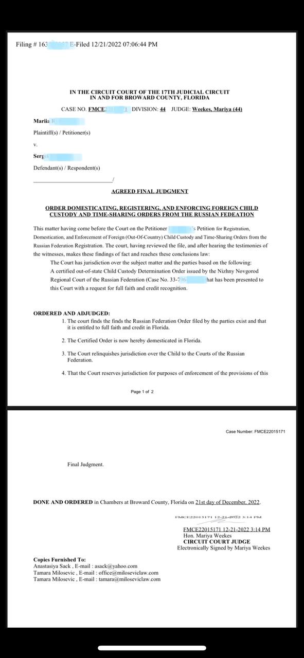 Брат и сестра незаконно вывезенные в США возвращены в РФ — 19